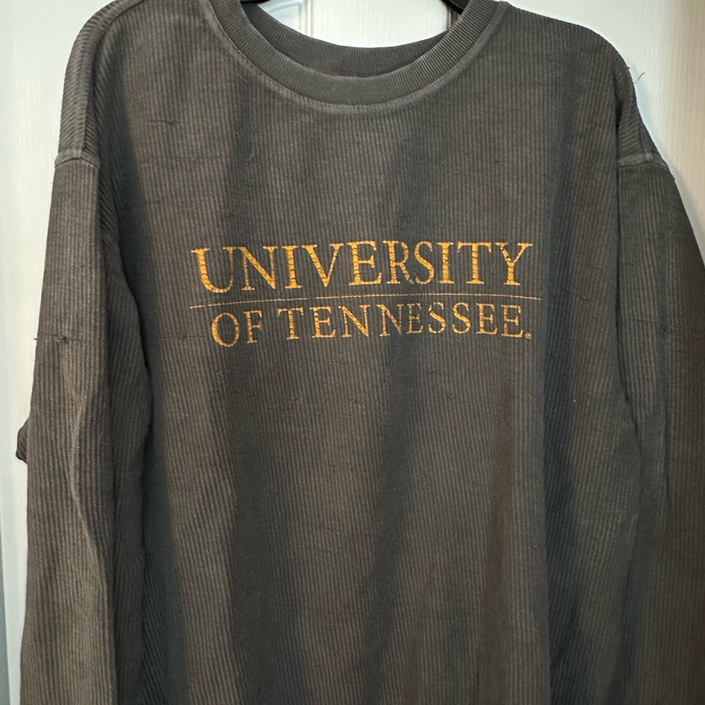 Gildan Gray Crewneck Sweater with Gold University of Tennessee Logo
